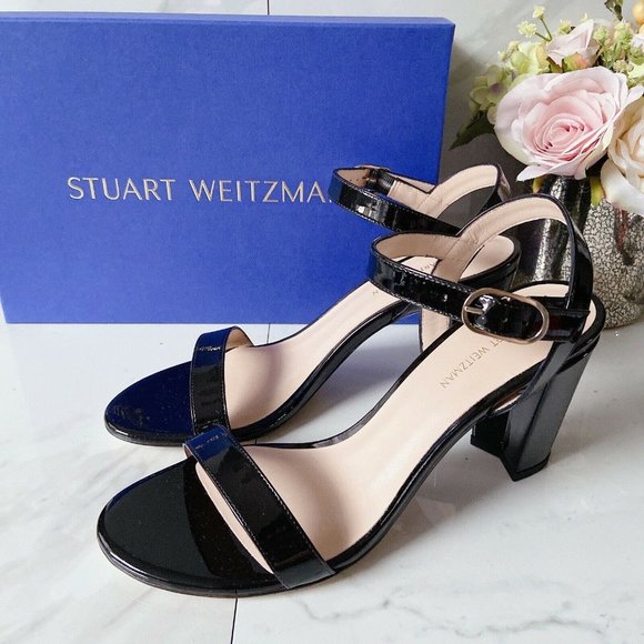 Stuart Weitzman Ankle Strap Heel Sandal Black - Picture 1 of 9